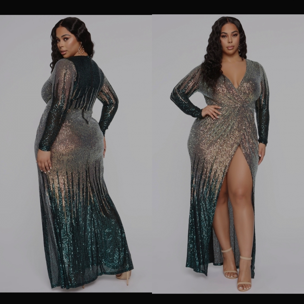 Fashionnova Chasing dreams sequin plus size gown
